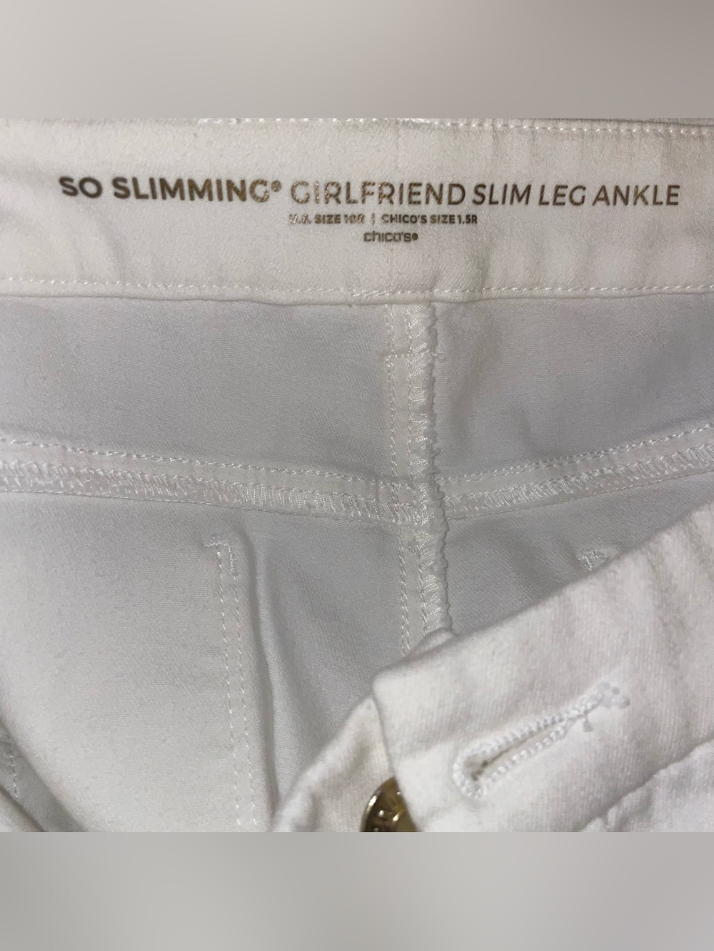 Chico's White So Slimming Girlfriend Ankle Jeans - Picture 2 of 4